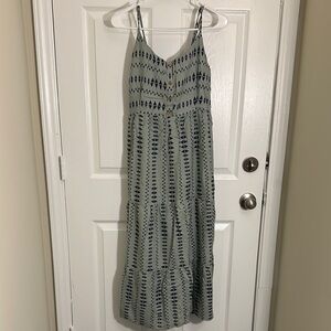 Stylish Blue Patterned Maxi Dress